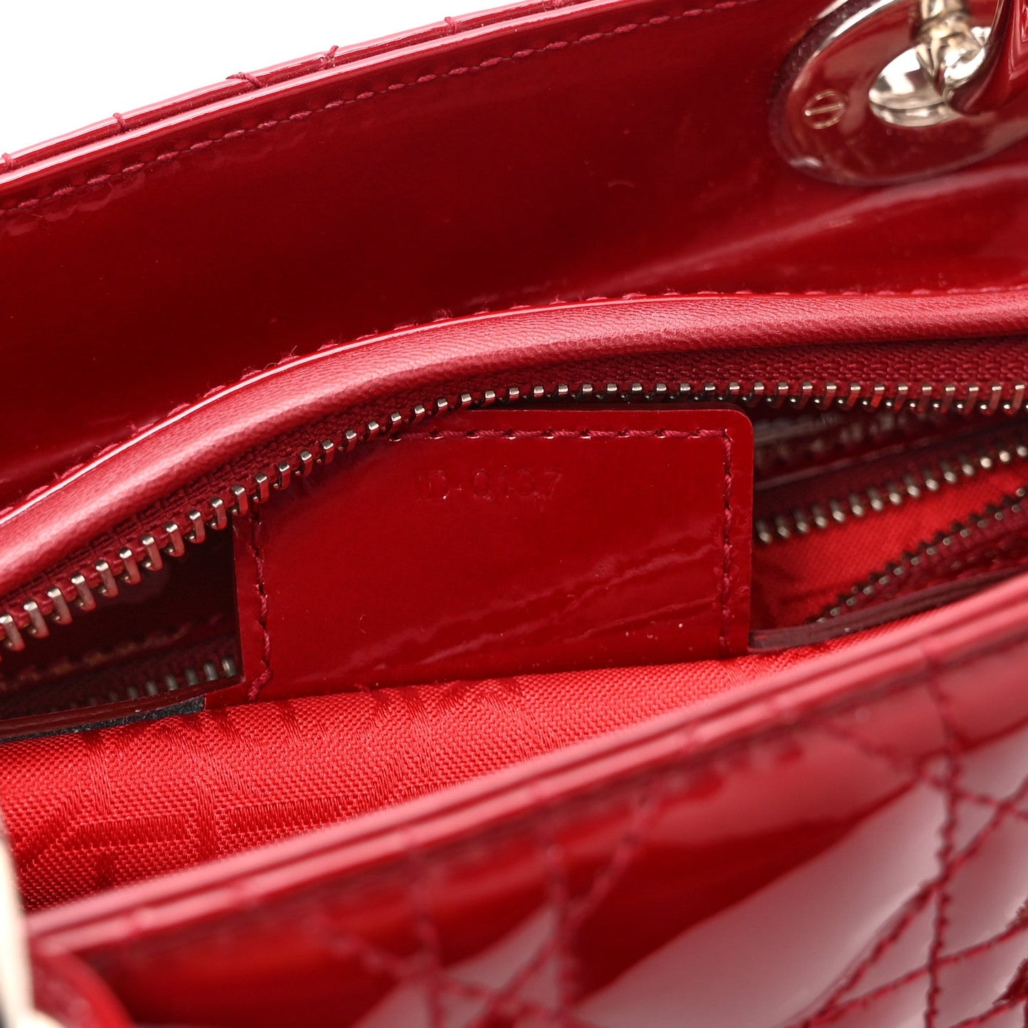 Patent Cannage Medium Lady Dior Red