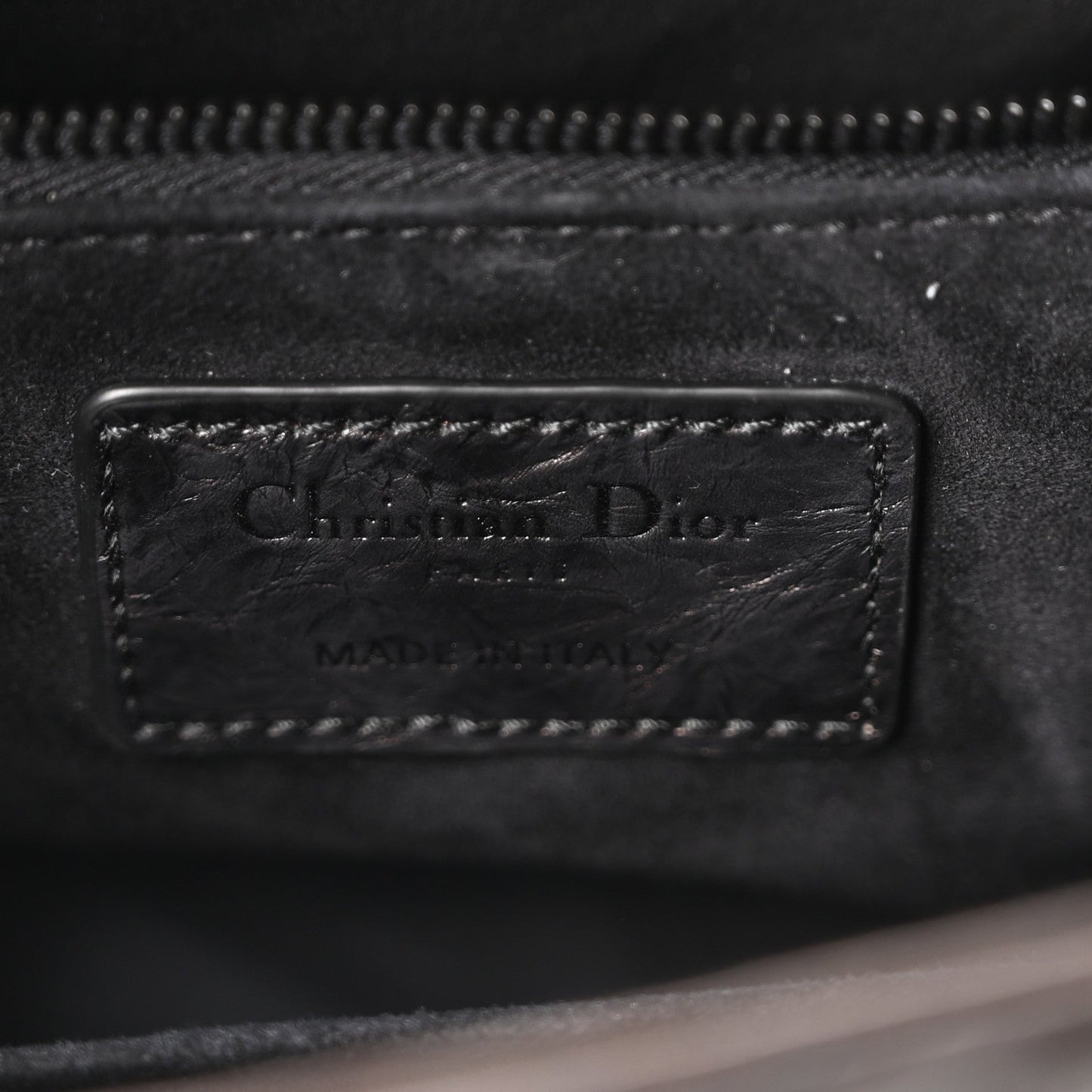 Crinkled Calfskin Cannage Medium Lady Dior Black