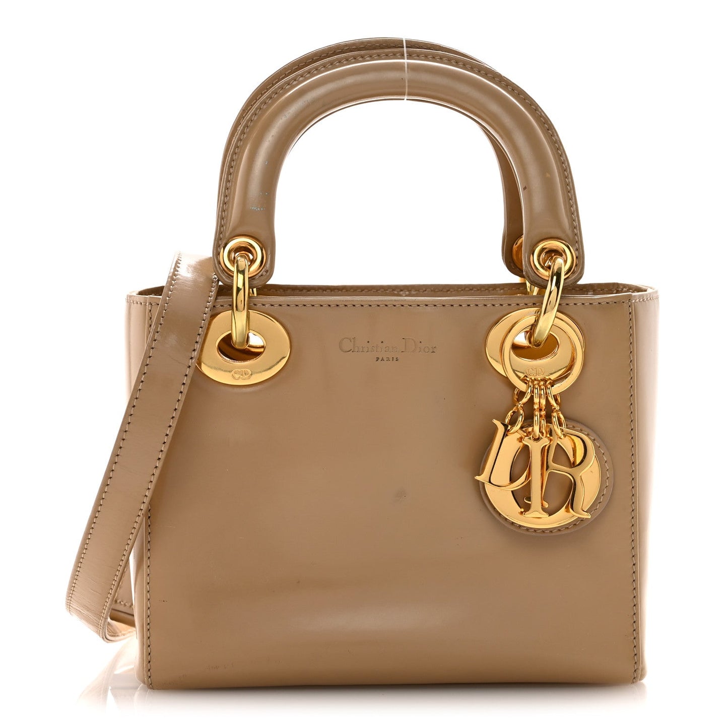 Patent Mini Lady Dior Beige