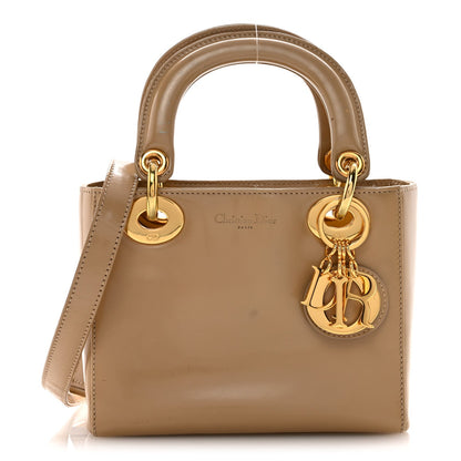 Patent Mini Lady Dior Beige