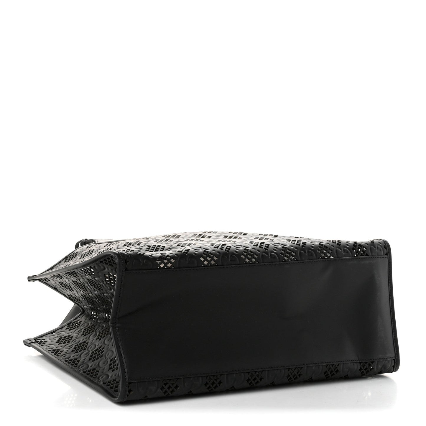 Calfskin GG Monogram Diamond Cut Medium Ophidia Tote Bag Black