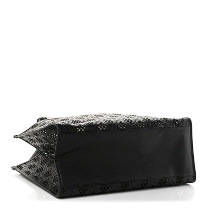 Calfskin GG Monogram Diamond Cut Medium Ophidia Tote Bag Black