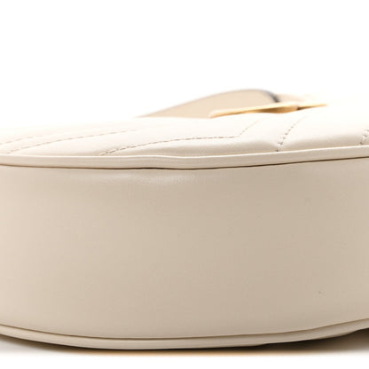Calfskin Matelasse Chevron Mini GG Marmont Half Moon Hobo Mystic White