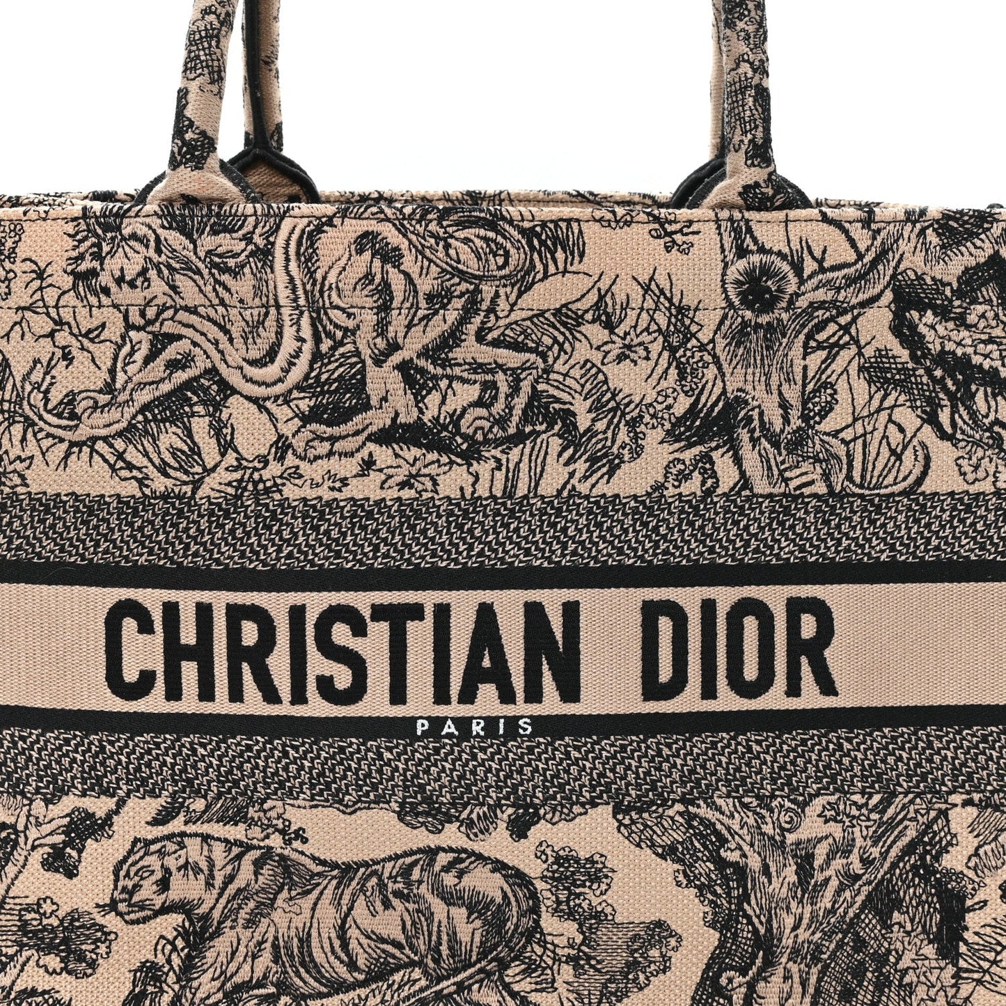 Canvas Embroidered Medium Dioriviera Toile De Jouy Book Tote Black
