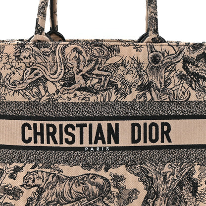 Canvas Embroidered Medium Dioriviera Toile De Jouy Book Tote Black