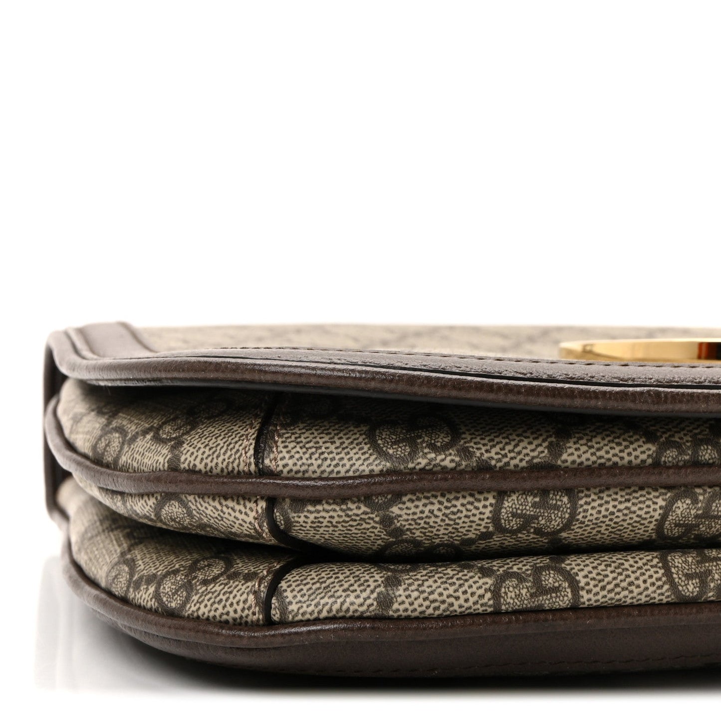 GG Supreme Monogram Textured Dollar Calfskin Web Medium Blondie Top Handle Shoulder Flap Bag Beige Ebony New Acero