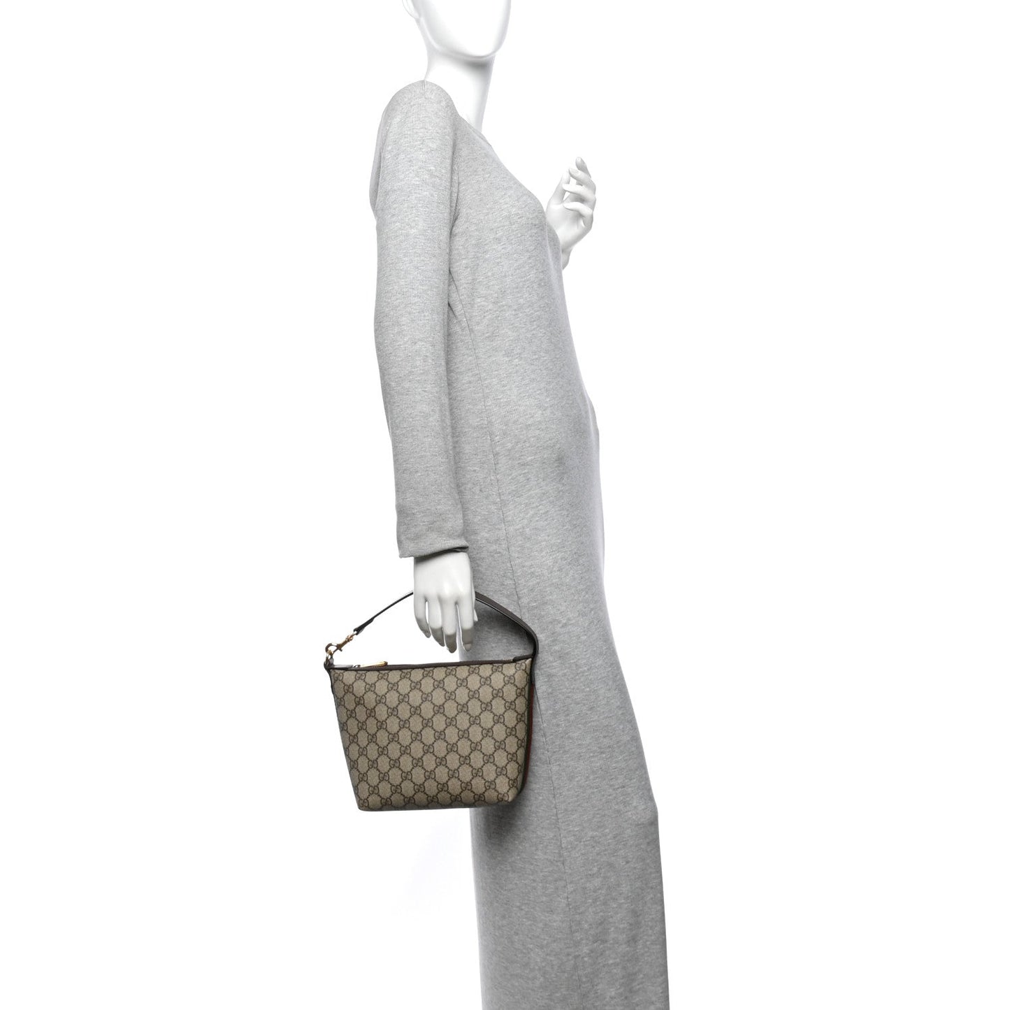 GG Supreme Monogram Textured Calfskin Web Super Mini Ophidia Shoulder Bag Beige Ebony New Acero