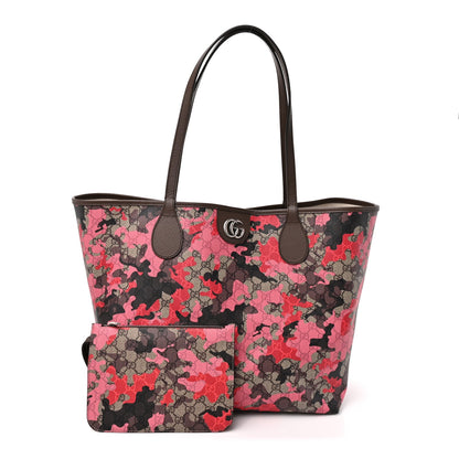 GG Supreme Monogram Camouflage Tote Pink Red