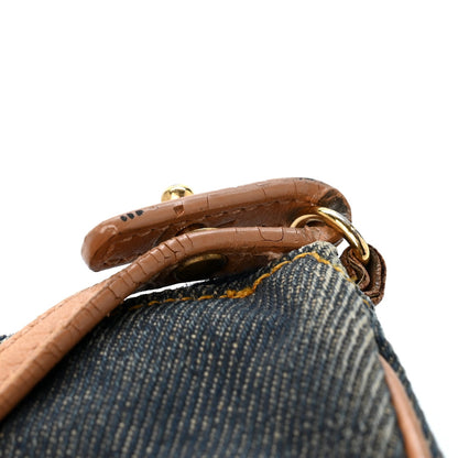 Denim Mini Saddle Pochette Navy