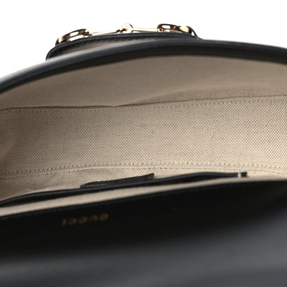 GG Supreme Monogram Horsebit 1955 Soft Small Shoulder Bag Beige Black