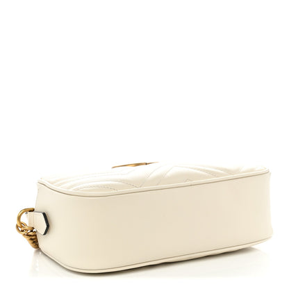 Calfskin Matelasse Small GG Marmont Chain Shoulder Bag White