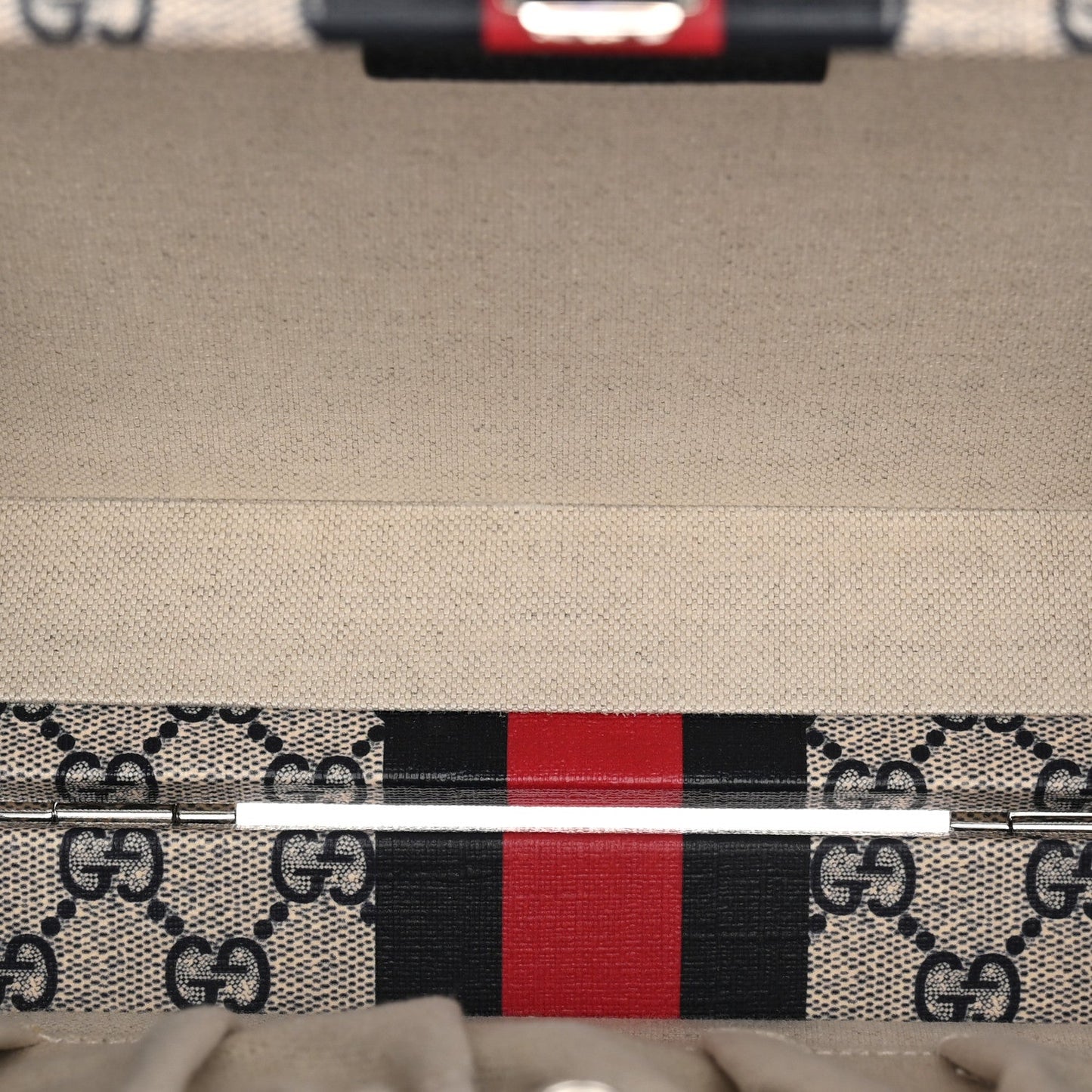GG Supreme Monogram Web Savoy Medium Top Handle Beauty Case Beige Blue