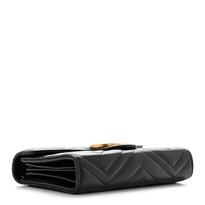 Calfskin Matelasse GG Marmont Chain Wallet Black