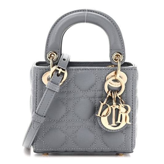 Lambskin Cannage Micro Lady Dior Cloud Blue