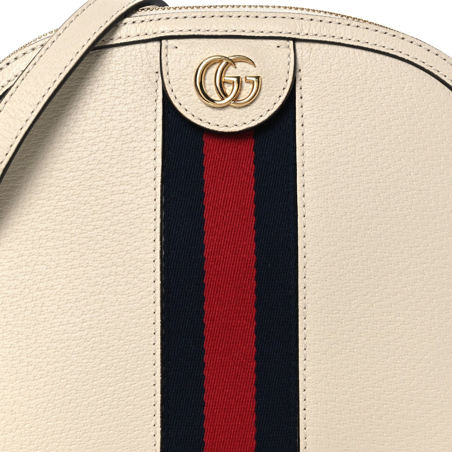 Textured Dollar Calfskin Web Small Ophidia Dome Shoulder Bag Mystic White