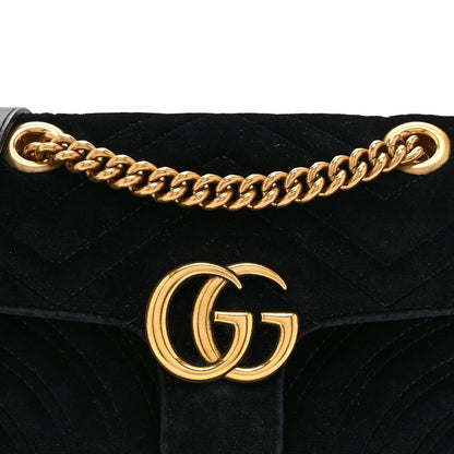 Velvet Matelasse Mini GG Marmont Shoulder Bag Black