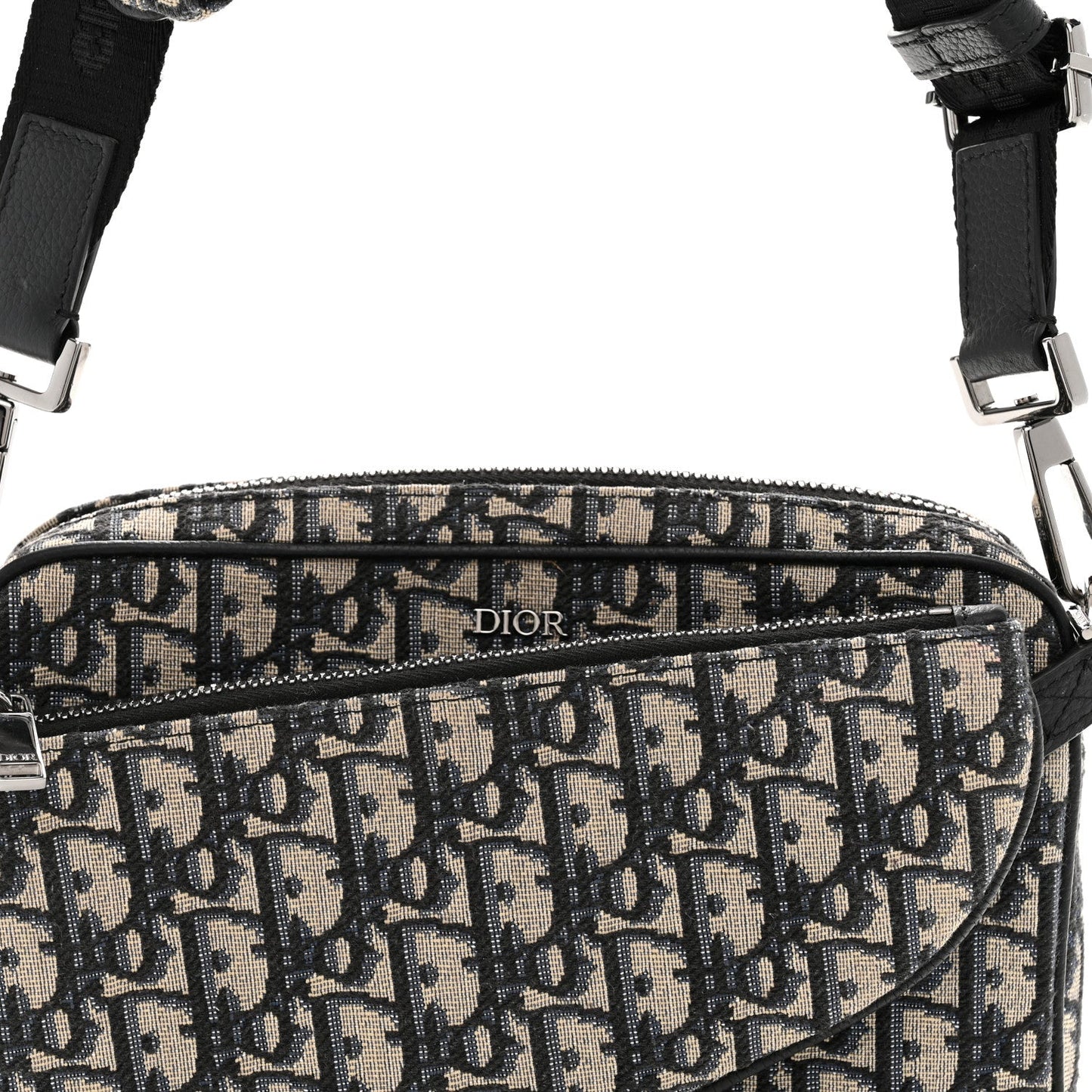Oblique Saddle Triple Pouch Navy Blue