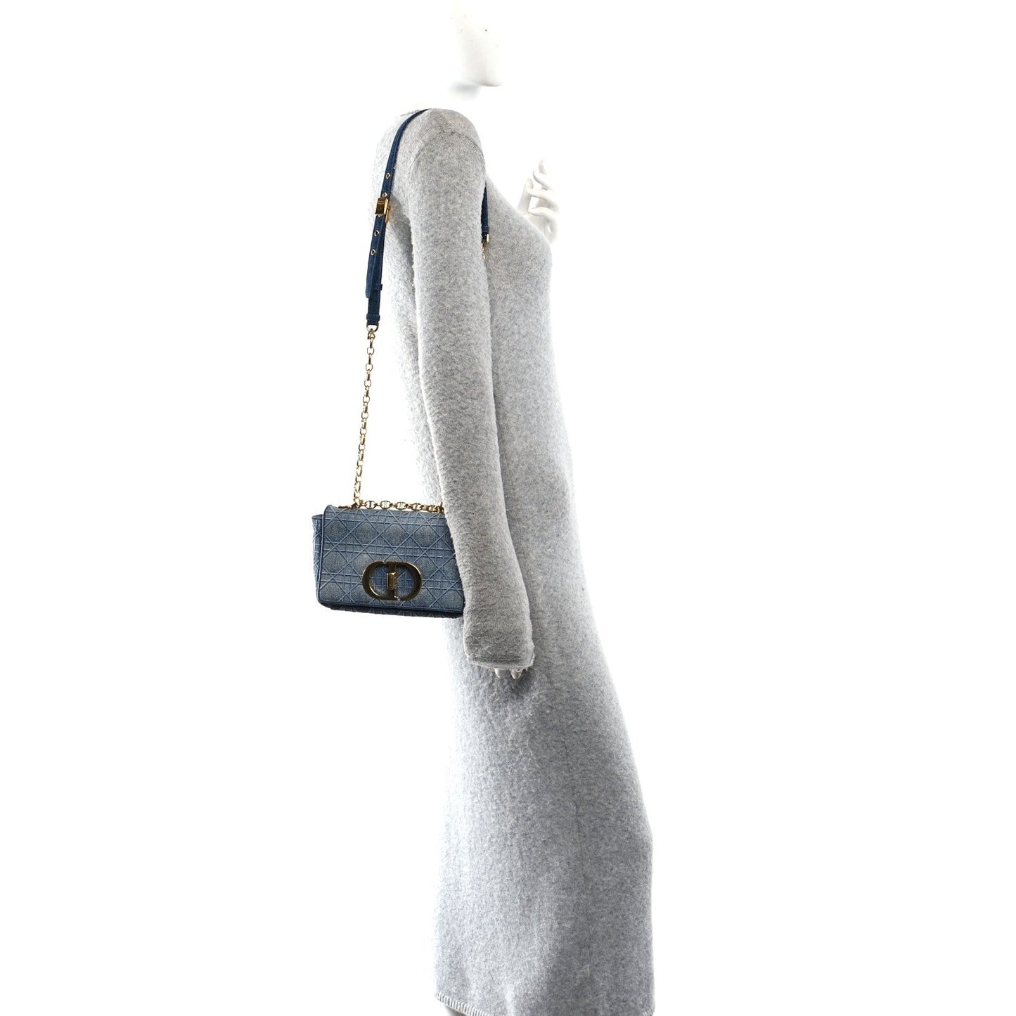 Denim Cannage Small Caro Bag Blue