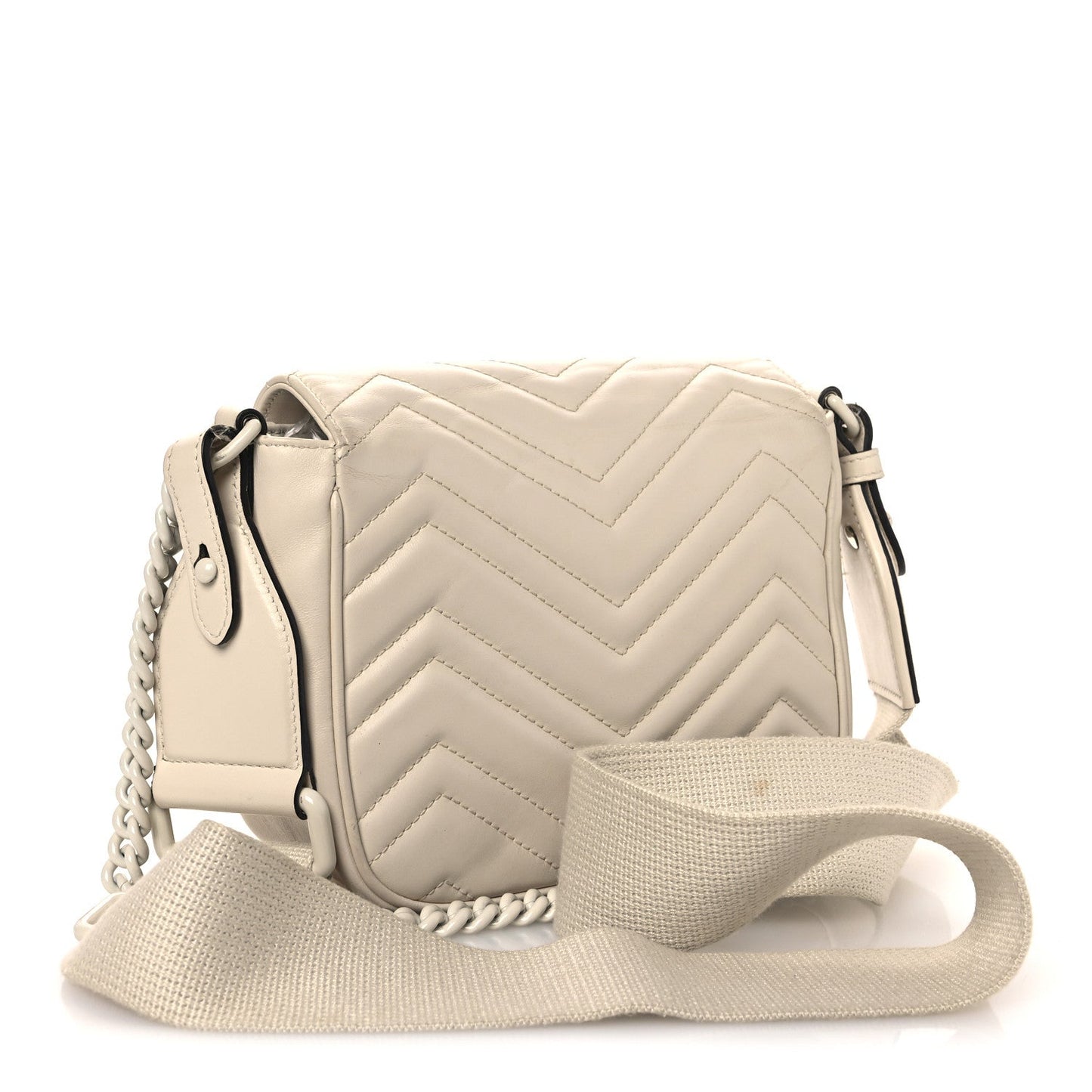 Calfskin Matelasse Monochrome Mini GG Marmont Crossbody Shoulder Bag White