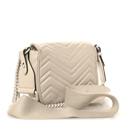 Calfskin Matelasse Monochrome Mini GG Marmont Crossbody Shoulder Bag White
