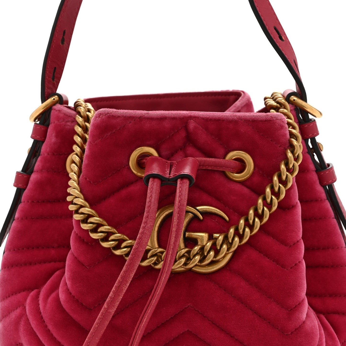 Velvet Matelasse GG Marmont Bucket Bag Light Raspberry Rose