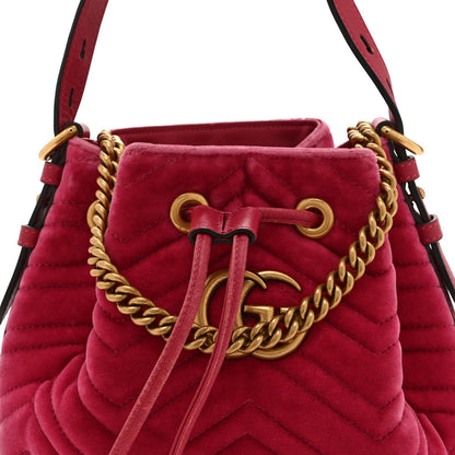 Velvet Matelasse GG Marmont Bucket Bag Light Raspberry Rose