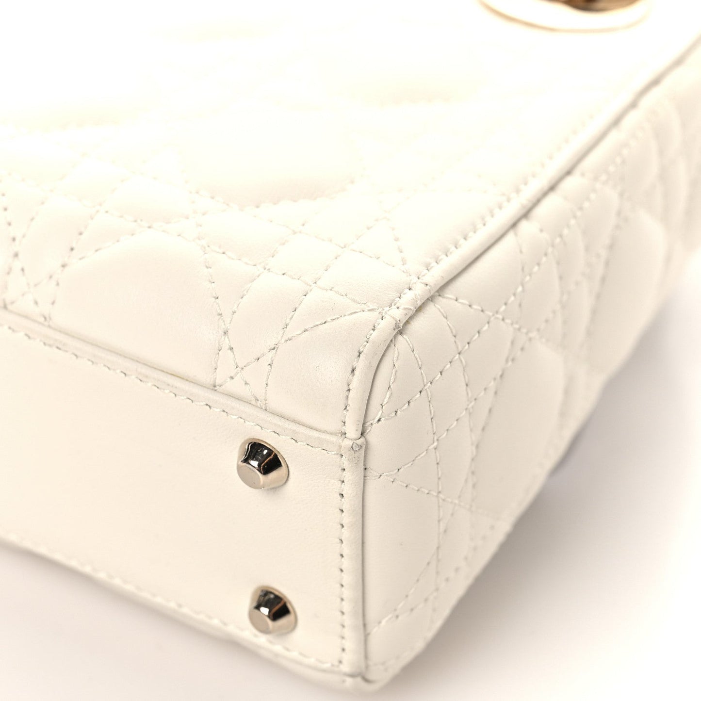 Lambskin Cannage Mini Lady Dior White