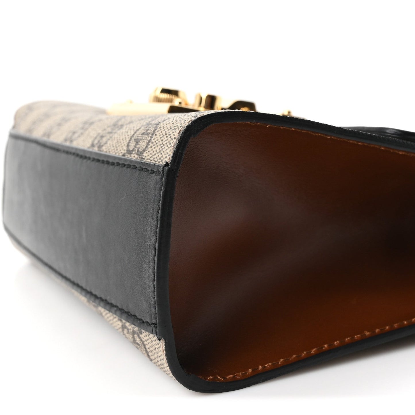 GG Supreme Monogram Calfskin Small Padlock Shoulder Bag Beige Black Cuir