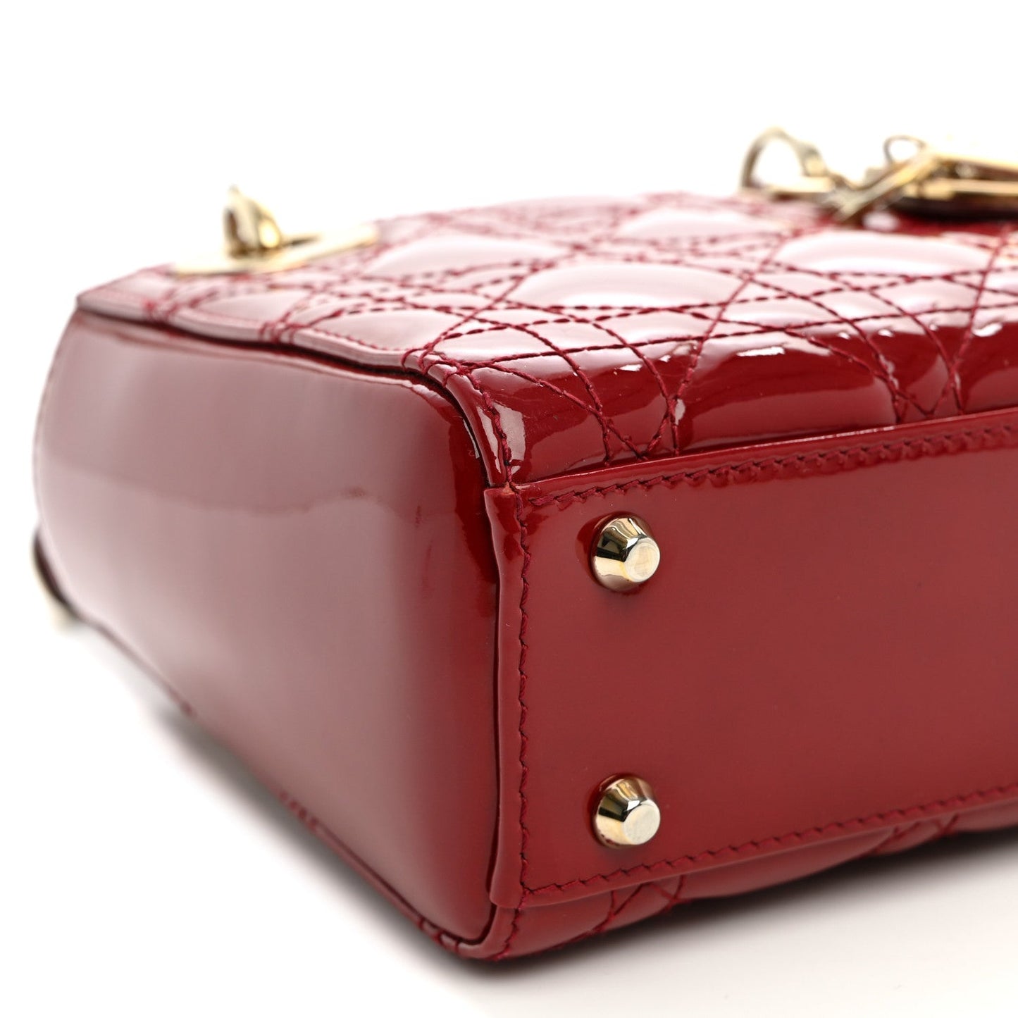Patent Cannage Mini Lady Dior Red