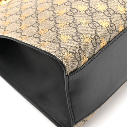 GG Supreme Monogram Bees Medium Padlock Tote Beige Oro Black