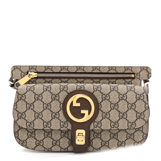 GG Supreme Monogram Textured Dollar Calfskin Blondie Belt Bag Beige Ebony New Acero