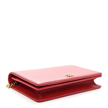 Dollar Calfskin Mini GG Marmont Chain Wallet Hibiscus Red