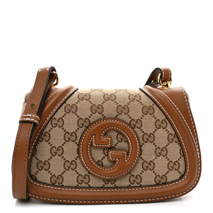 GG Supreme Monogram Calfskin Blondie Small Shoulder Bag Beige Brown