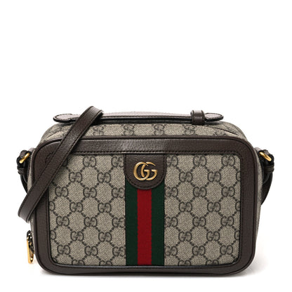 GG Supreme Monogram Web Small Ophidia Top Handle Shoulder Bag Brown