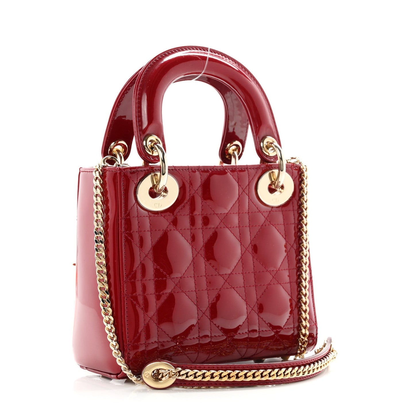 Patent Cannage Mini Lady Dior Red