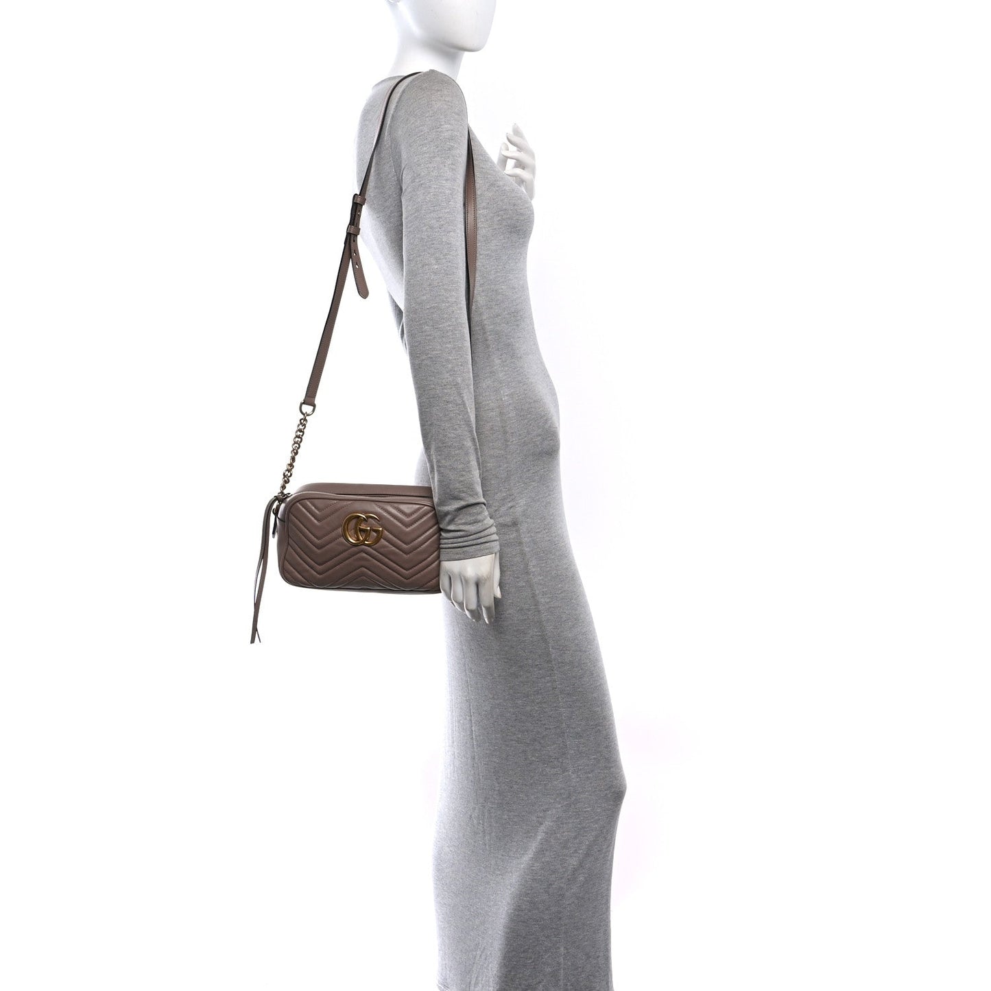 Calfskin Matelasse Small GG Marmont Chain Shoulder Bag Porcelain Rose