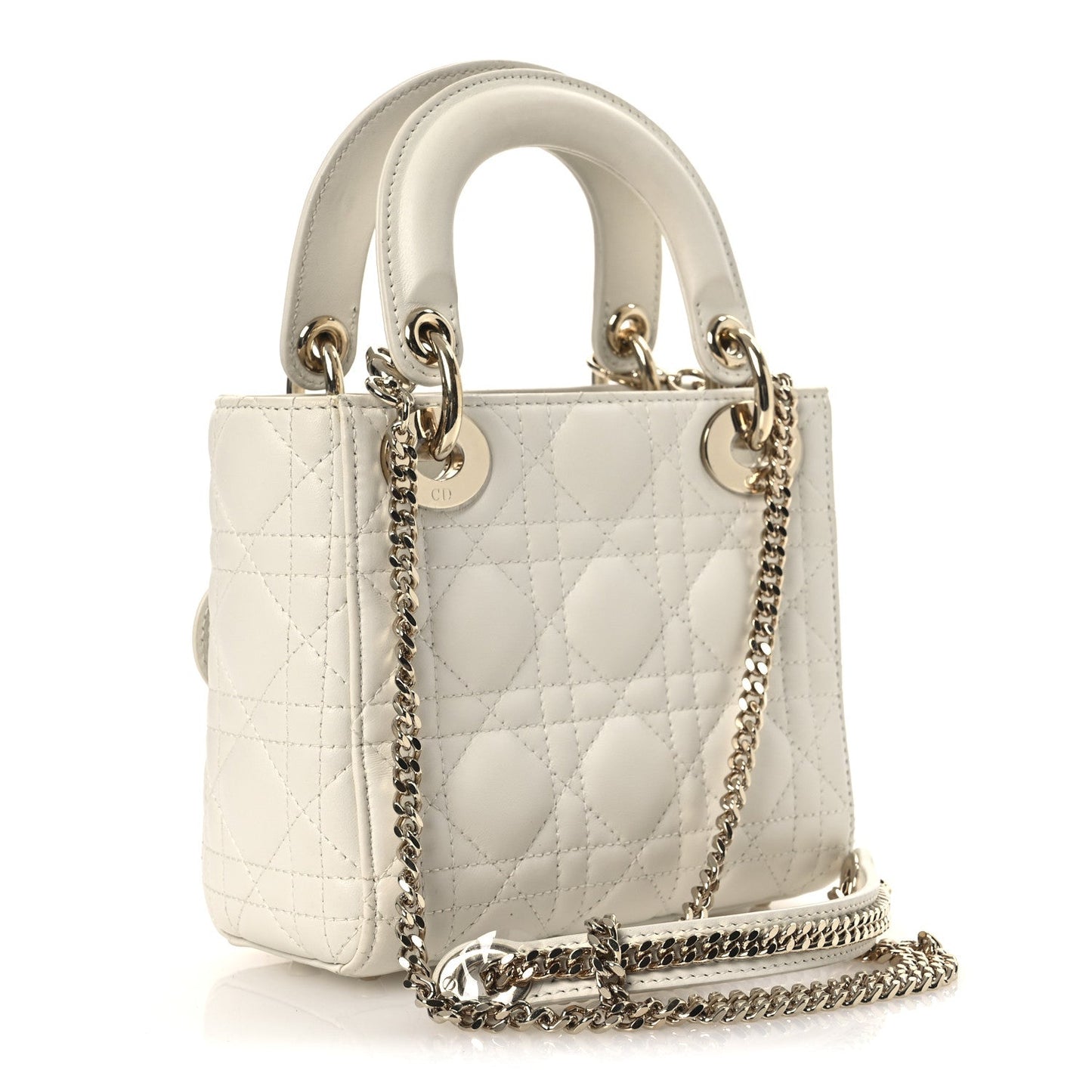 Lambskin Cannage Mini Lady Dior White