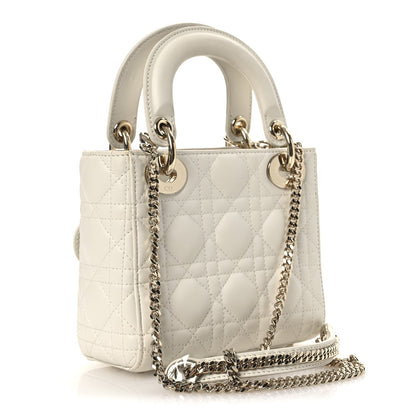 Lambskin Cannage Mini Lady Dior White