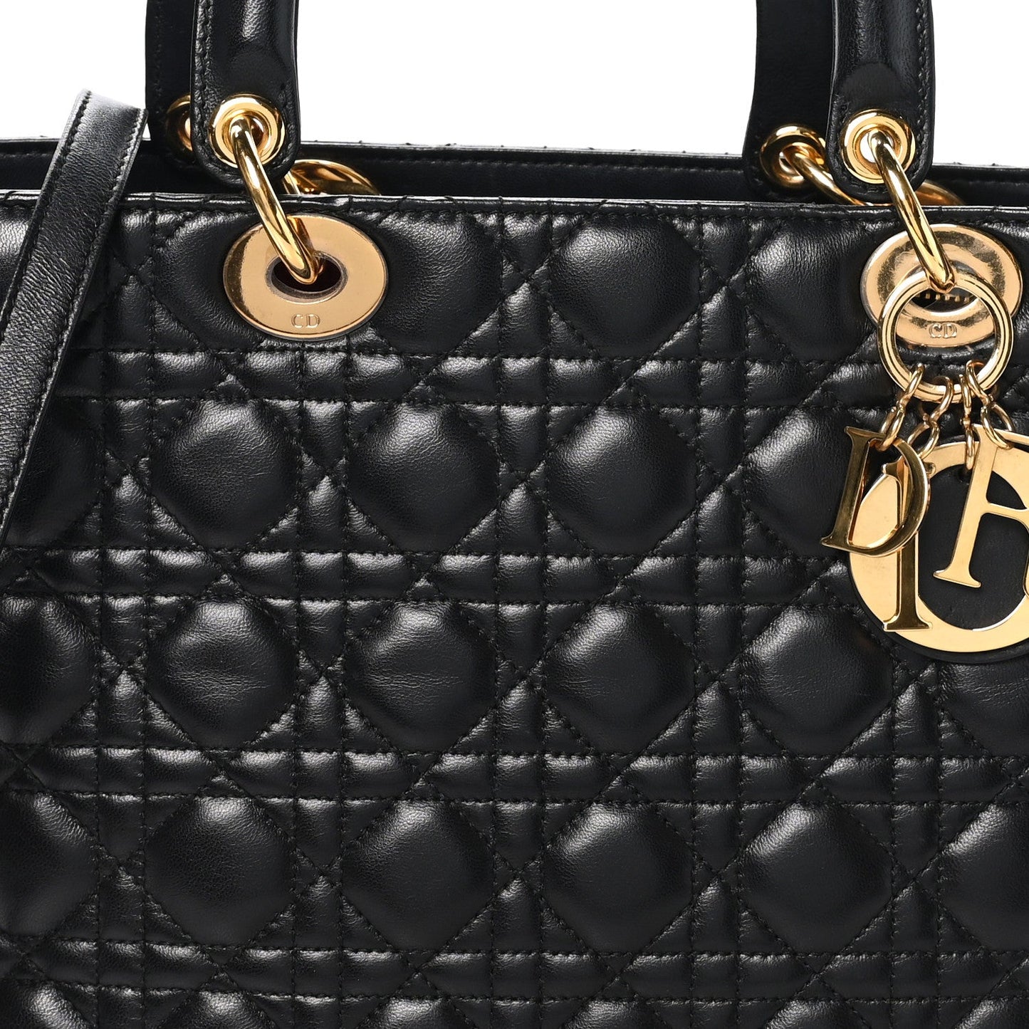 Lambskin Cannage Large Lady Dior Black