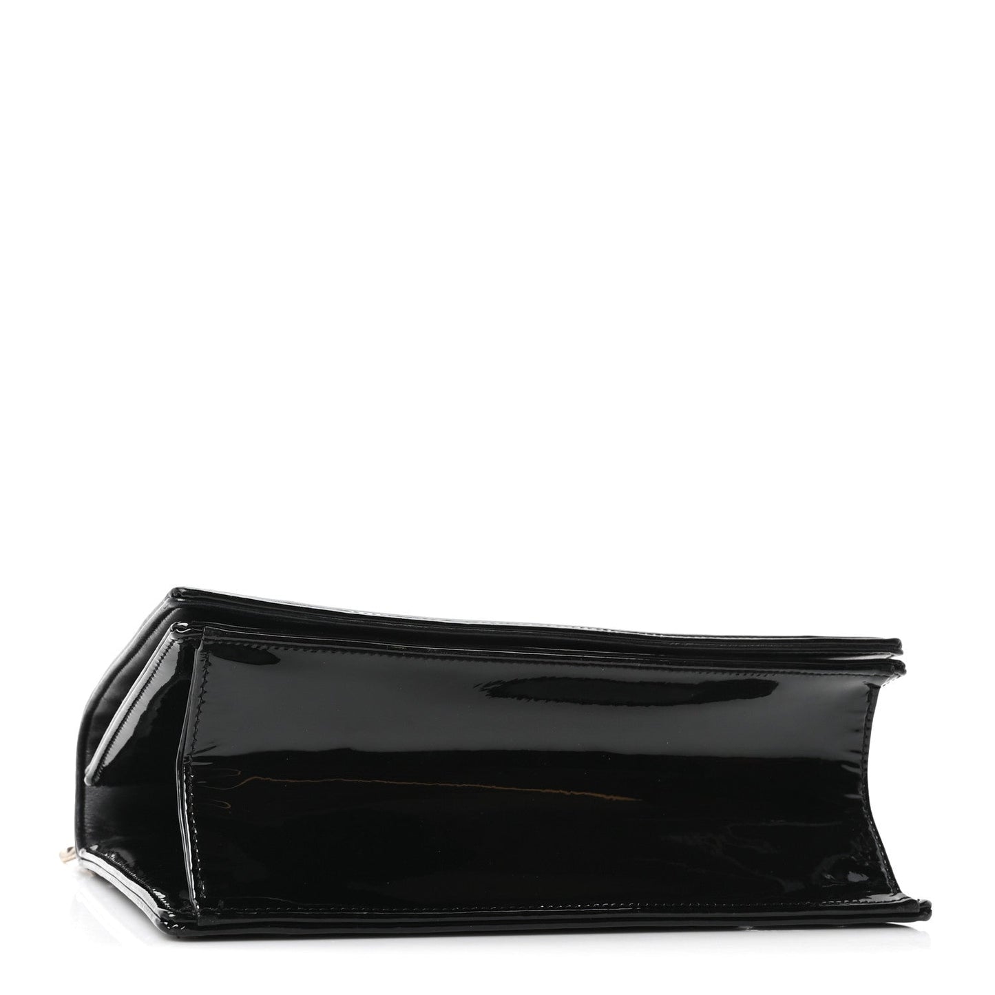 Patent Medium Diorama Flap Bag Black