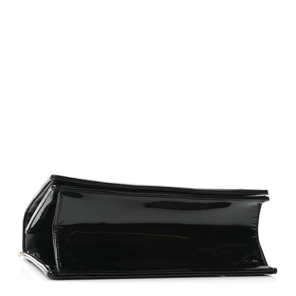 Patent Medium Diorama Flap Bag Black