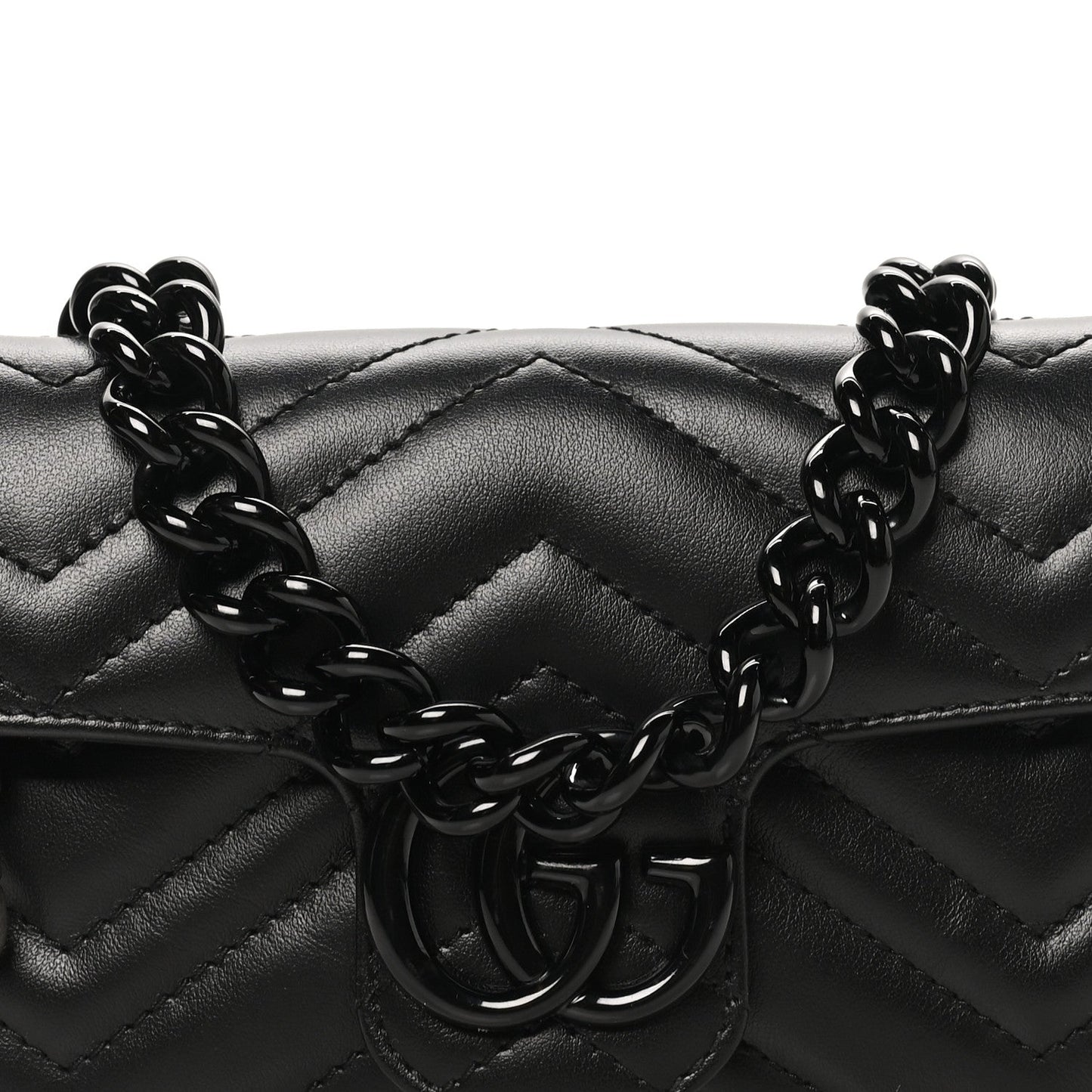 Calfskin Matelasse Monochrome GG Marmont Chain Belt Bag Black