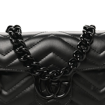 Calfskin Matelasse Monochrome GG Marmont Chain Belt Bag Black
