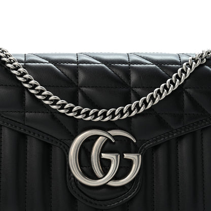 Calfskin Matelasse Aria GG Marmont Chain Wallet Black