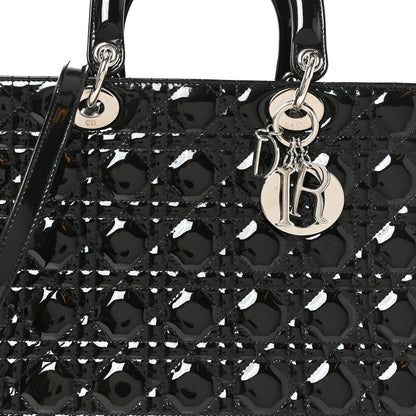 Patent Cannage Large Lady Dior Black