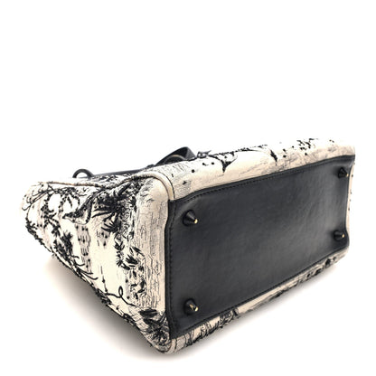 Calfskin Toile de Jouy Carnivora Medium Lady Dior White Black