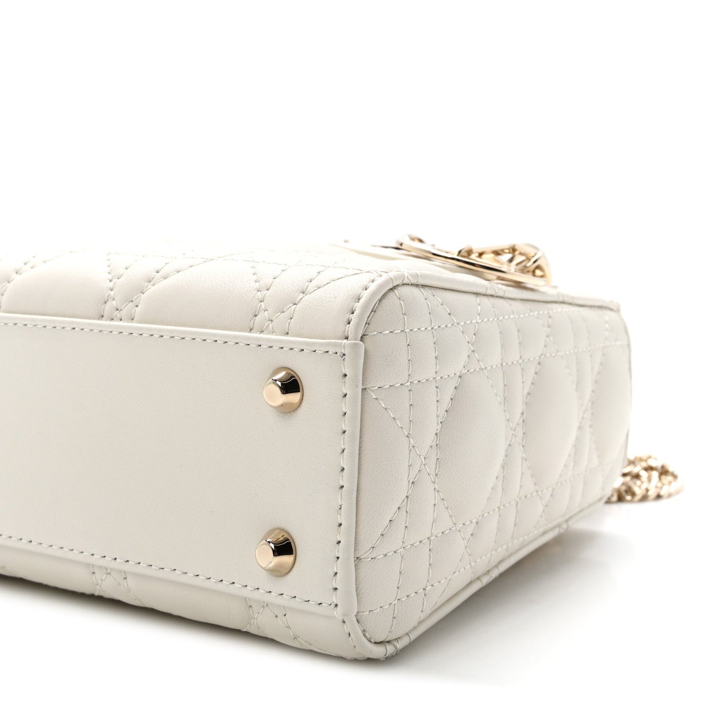 Lambskin Cannage Mini Lady Dior Latte