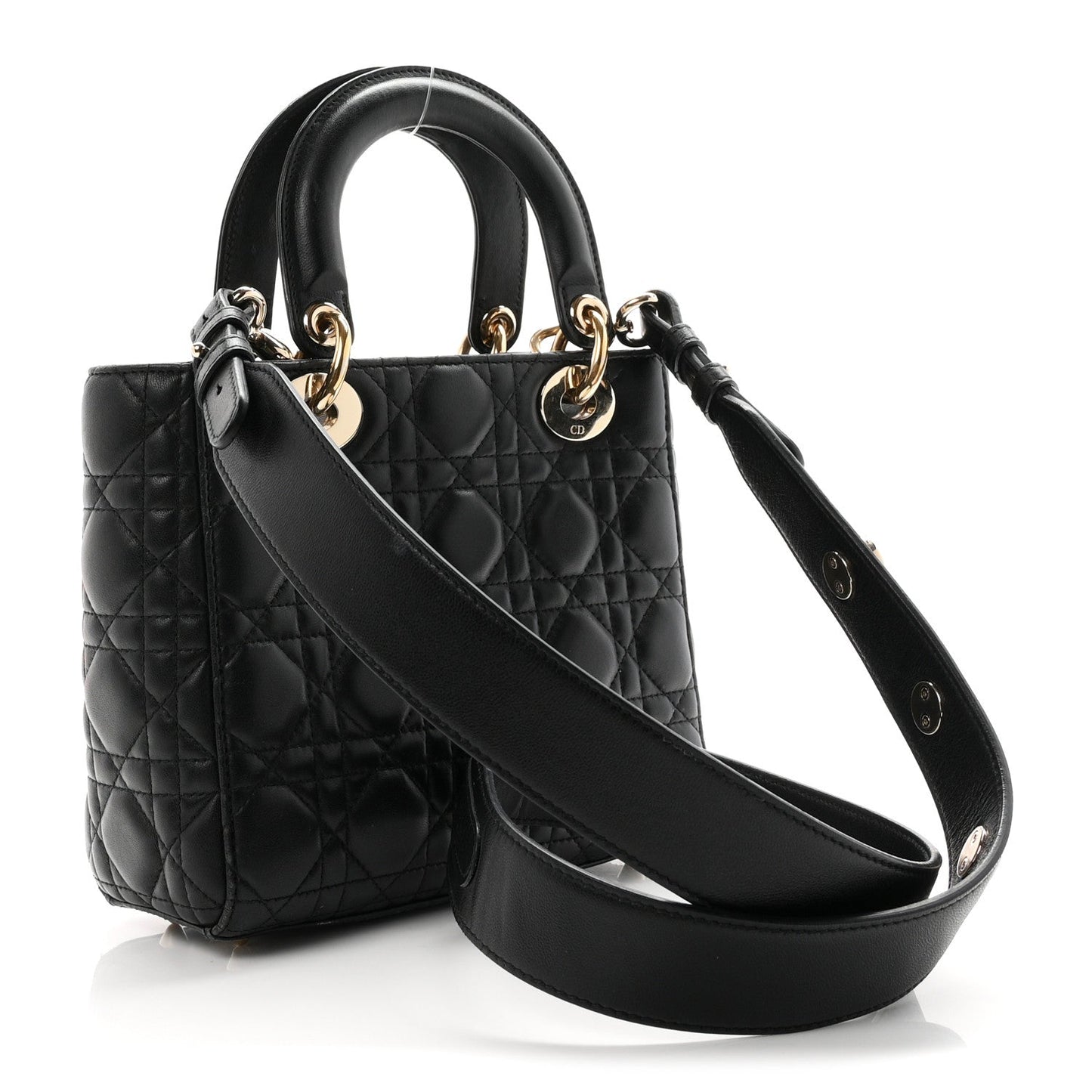 Lambskin Cannage Small Lucky Badges My Lady Dior Black