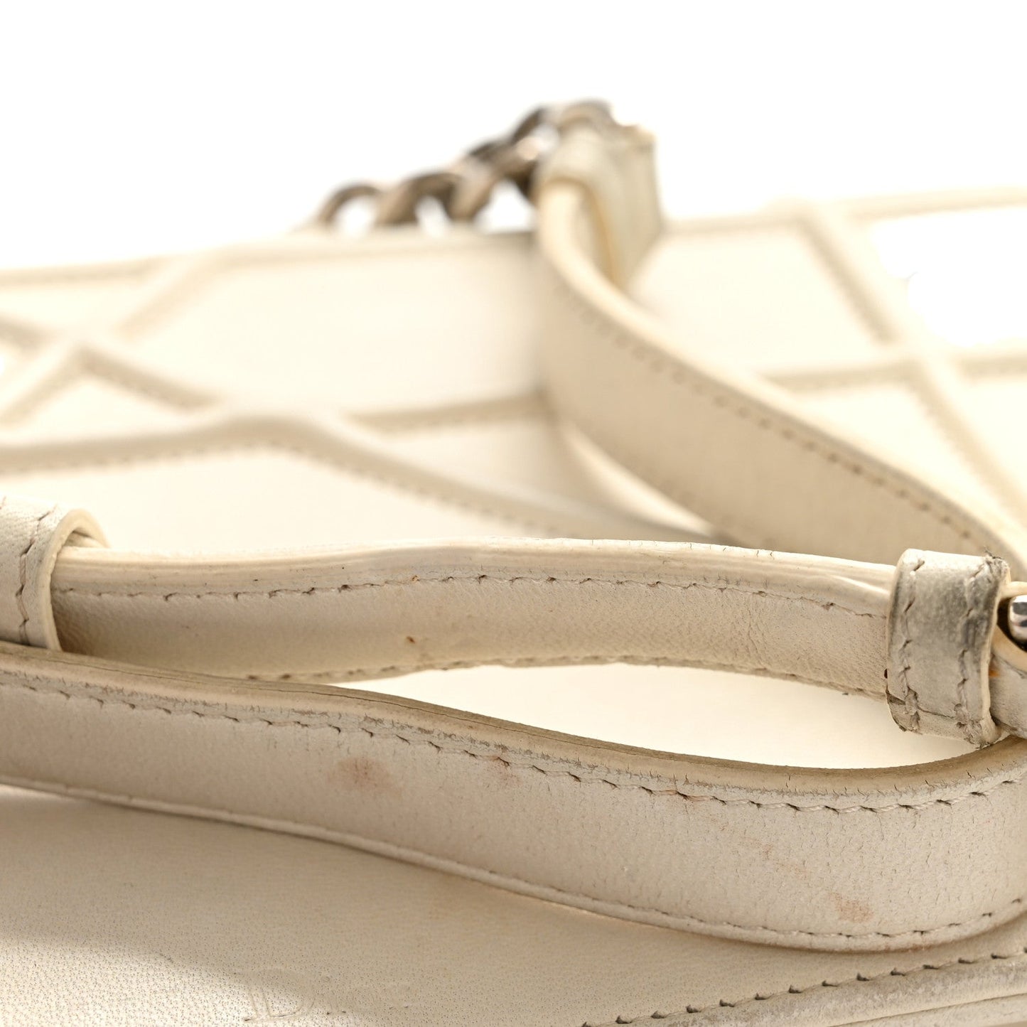 Lambskin Sequin Medium Diorama Flap Bag White