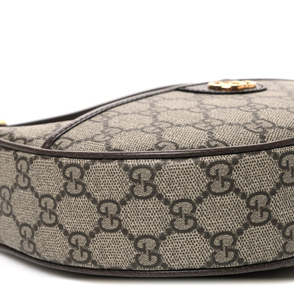 GG Supreme Monogram Textured Dollar Calfskin Small Ophidia Shoulder Bag Beige Ebony New Acero
